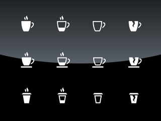 Cup icons on black background.