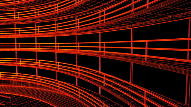 Ultra Modern Data Center Wireframe Design 3D Animation