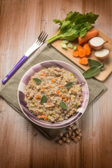barley risotto with chickpeas and vegetables