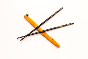 Chinese isolated wooden chopsticks.