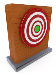 Brick wall and Red darts target aim