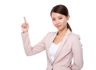Businesswoman with finger point up