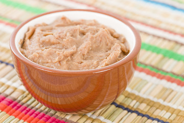 Frijoles Refritos - Bowl of Mexican refried beans