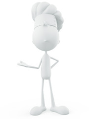 White chef character with presentation sign