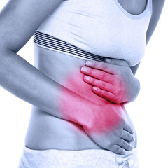 Stomach abdomen pain - woman having abdominal pain