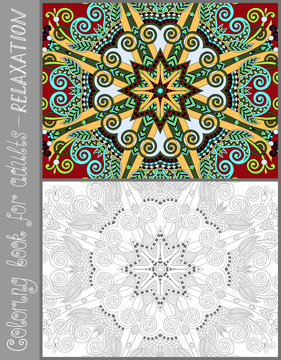 unique coloring book page for adults - flower paisley design