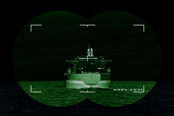 Sea freight and contemporary threat of terrorism - Concept Photo