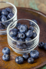 Blueberries in a bowl glass