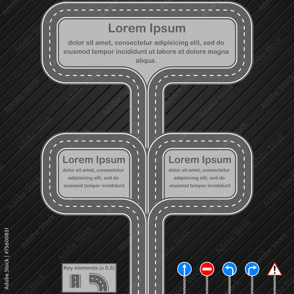 Wall mural road infographics template