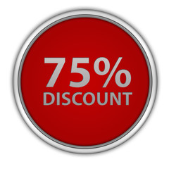 Discount 75 circular icon on white background