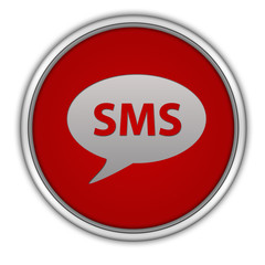 sms circular icon on white background