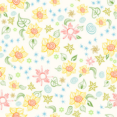 Seamless Pattern With Sunflowers