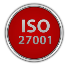Iso 27001 circular icon on white background