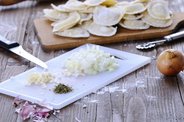 Preparing fresh ravioli.