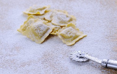 Preparing fresh ravioli..