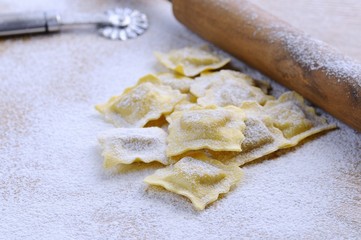 Preparing fresh ravioli.