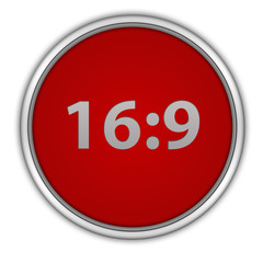 16:9 circular icon on white background
