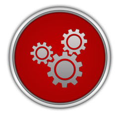 Settings circular icon on white background