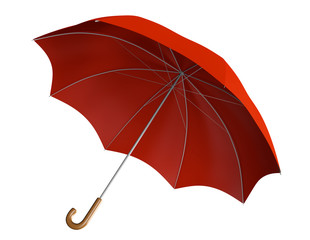 Red umbrella with classic curved handle