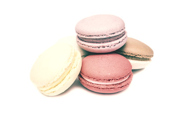 Retro Photo Of Sweet French Macaroon Pile