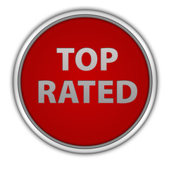 Top rated circular icon on white background