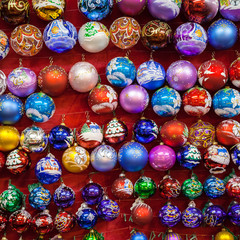 Christmas painted glass balls at Christmas Market in Moscow