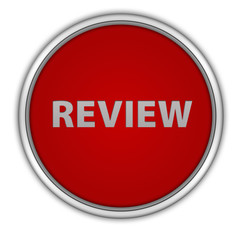 Review circular icon on white background