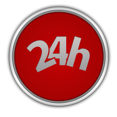 24 hours circular icon on white background