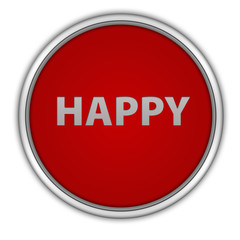 happy circular icon on white background