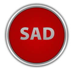 Sad circular icon on white background