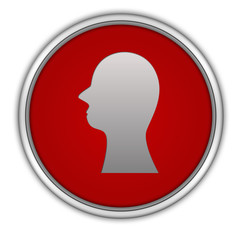 Head silhoulette circular icon on white background