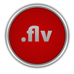 .flv circular icon on white background