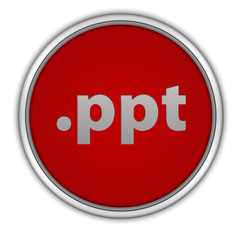 .ppt circular icon on white background