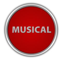 Musical circular icon on white background