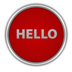 Hello circular icon on white background