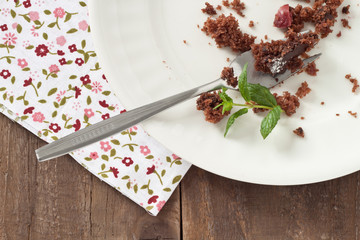 Gegessener Schokoladenkuchen