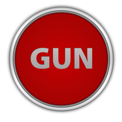 Gun circular icon on white background