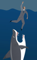 Shark attacks a drowning businessman