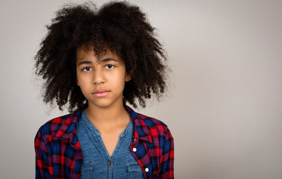 Mixed Race Girl With Whacky Afro Hair