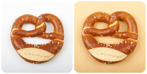 Small fresh bagel bun pretzel, isolated on white background