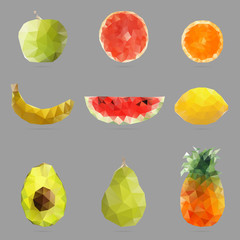 Polygonal abstract illustration of fruits