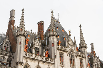 Fototapeta na wymiar Roof details of Provincial Palace, Bruges.