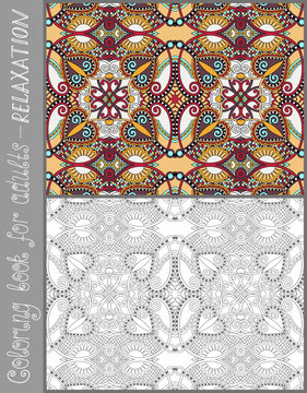 coloring book page for adults - flower paisley design