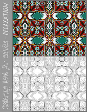 unique coloring book page for adults - flower paisley design