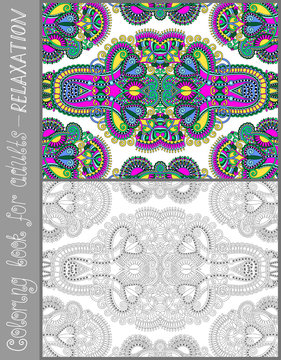 unique coloring book page for adults - flower paisley design