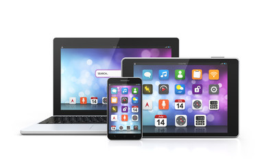 mobile technology laptop, smartphone, tablet