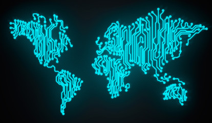 microcircuit in form world map