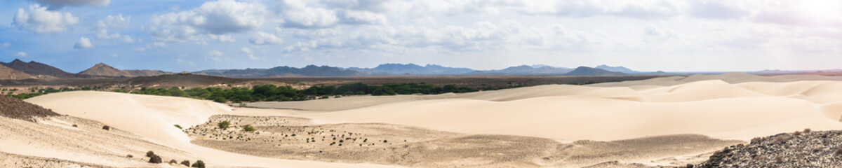 Fototapeta na wymiar Sand dunes in Viana desert - Deserto de Viana in Boavista - Cape