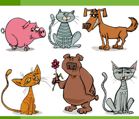 Obraz na płótnie Canvas animals sketch cartoon set illustration