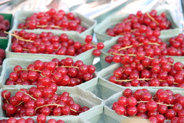 Red fruits boxes Provins market France